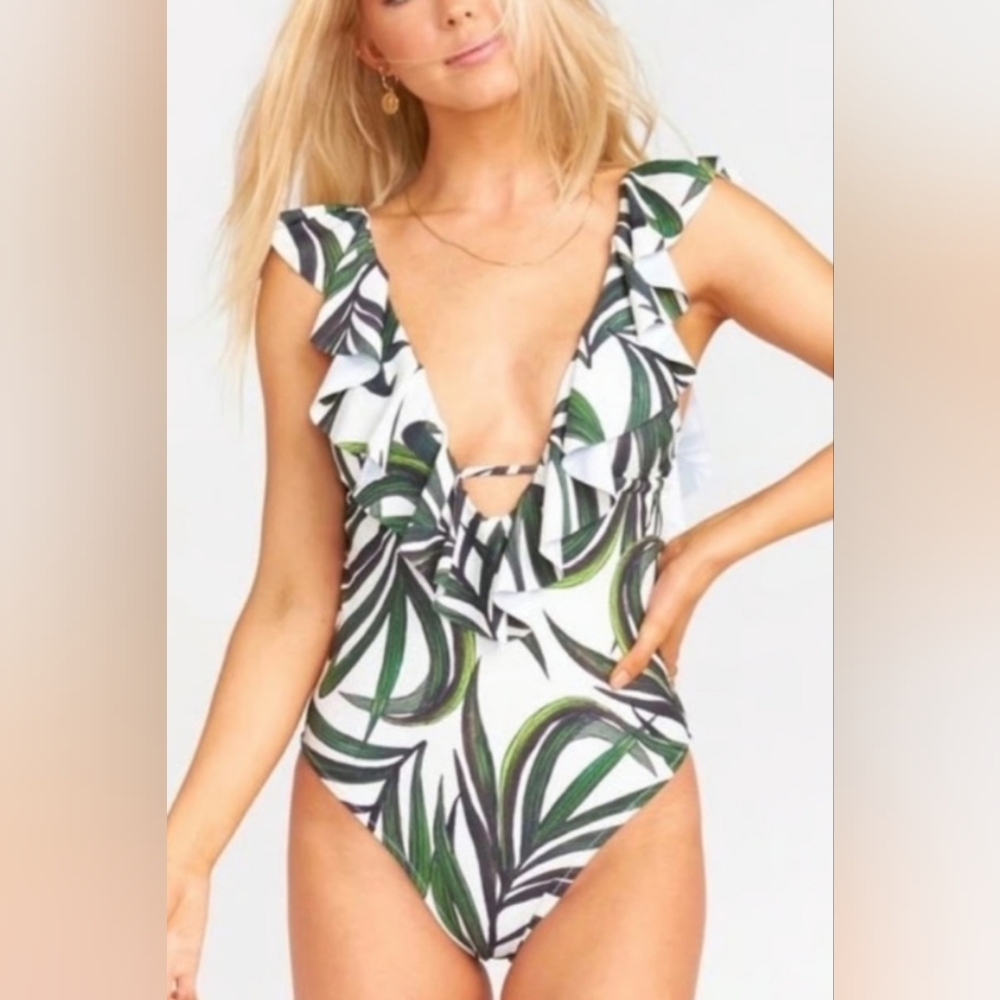 SPORLIKE Leaf One Piece Swimsuit M